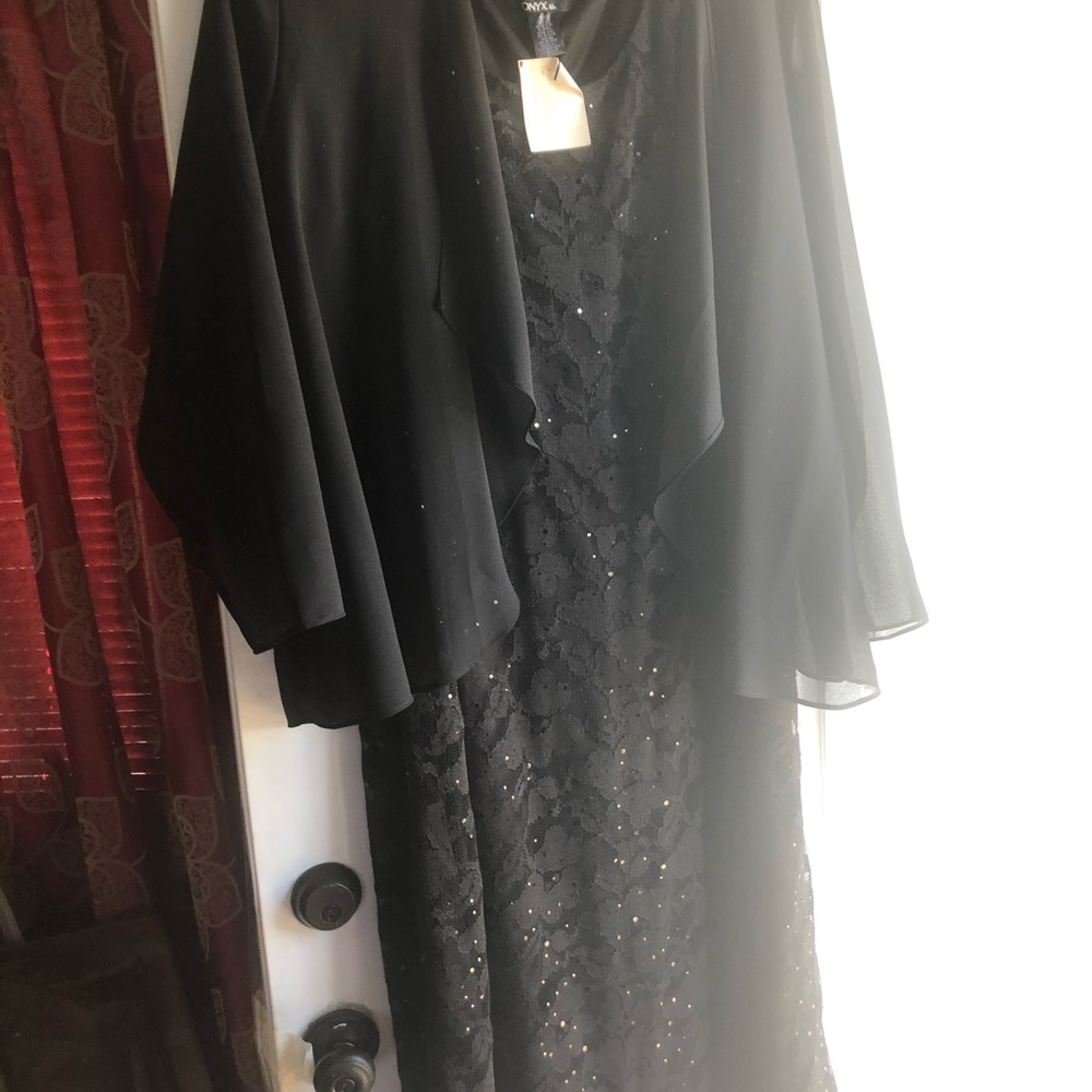 BRAND NEW 🚨 Onyx Sequined Dress in black with sheer shrub. 16W